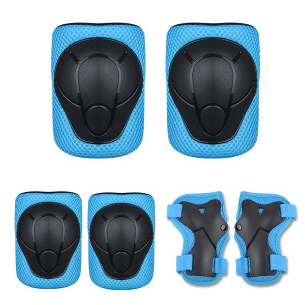 

6pcs/set children skating bike protective gear sets knee elbow pads bicycle skateboard ice skating roller wrist knee protector, Black;gray