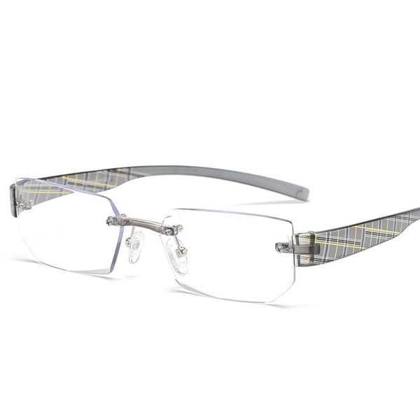 

reading glasses men women rimless rectangular eyeglasses frameless tr90 clear lens gray plaid frame readers diopter 1 1.5 2 3 4, White;black