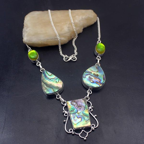 

trendy beauty abalone shell mystic z925 sterling silver color pendant necklace women jewelry 19 inch tf934