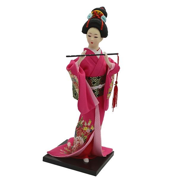 

30cm geisha japanese doll folk kimono doll maiko doll puppet stand on base, for home/ office/ l display decor