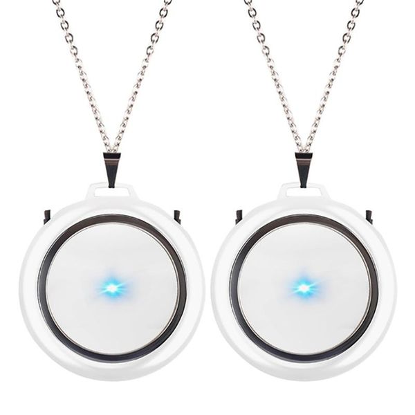 

necklace air purifier, hanging neck portable car oxygen bar negative ion air purifier-white (2 pack