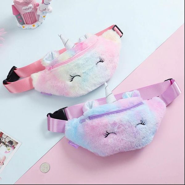 

waist bag lovely girls plush waist packs unicorn waist bag women sports camping belt bag drop shipping