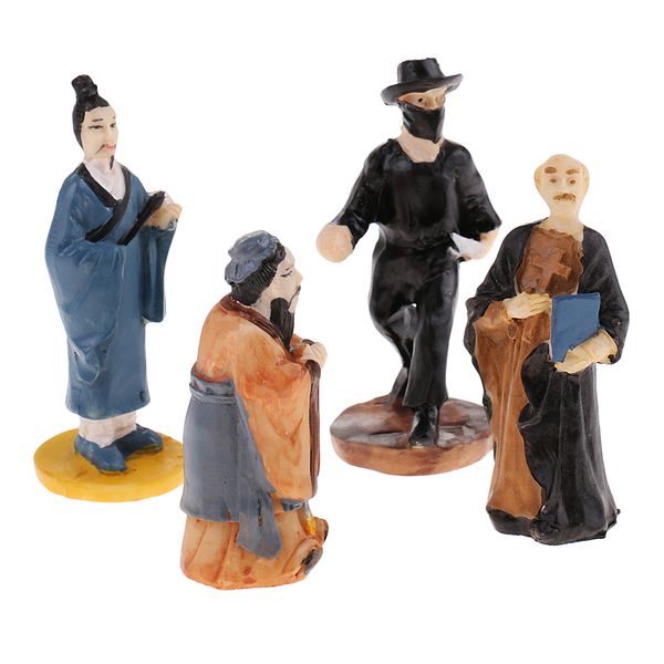 

1 set resin figure model miniature - gangster priest taoist priest confucius diy sand table game accessory