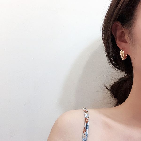 

hoop & huggie simple temperament wild texture matte winding metal earring earrings, Golden;silver