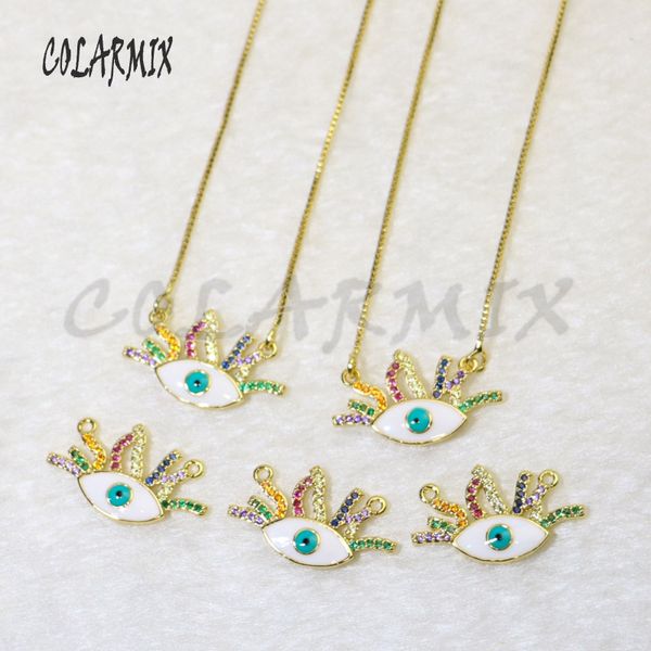 

10 strands eye pendants necklace enamel colors rainbow crystal charm necklace pendants accessories for women 5966, Silver