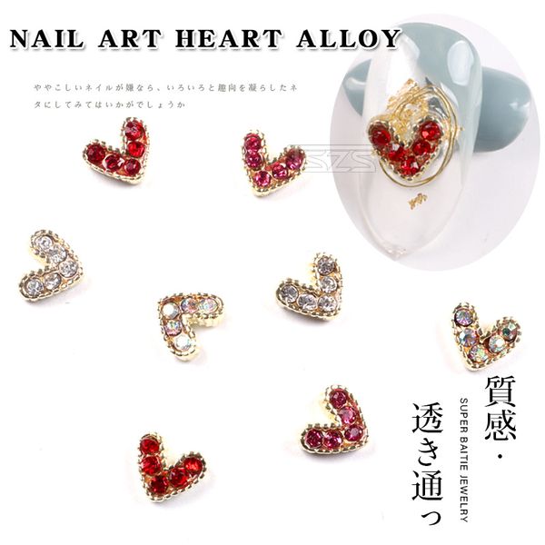

tszs 10pcs/lot korea new design colorful 3d heart shape accessories nail art rhinestone for nail art decoration, Silver;gold