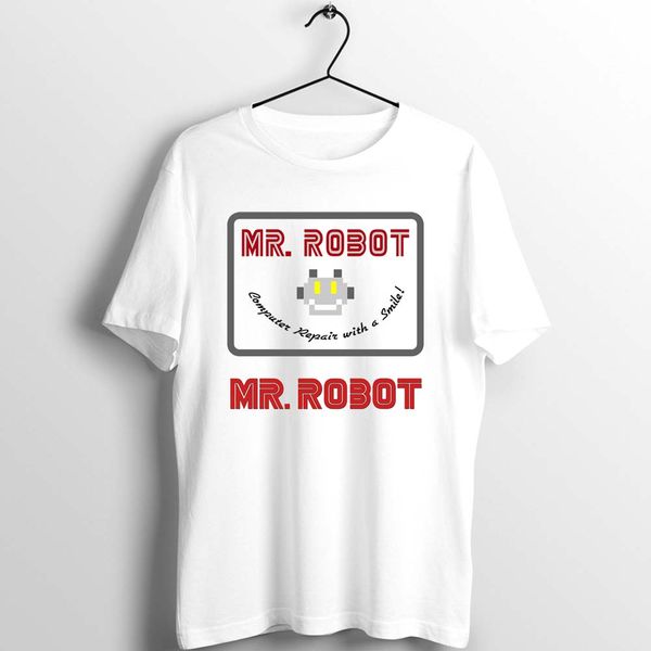 

men women t shirt mr robot computer repair with a smile artwork printed tee