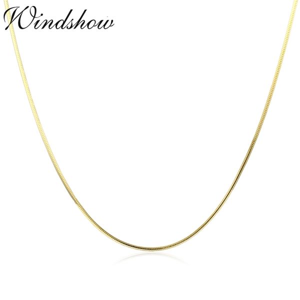 

35см-60см тонкий тонкий real 925 серебро золото цвет octagon змейки цепи длинное ожерелье женщины дети девушки ювелирных kolye colier, Silver