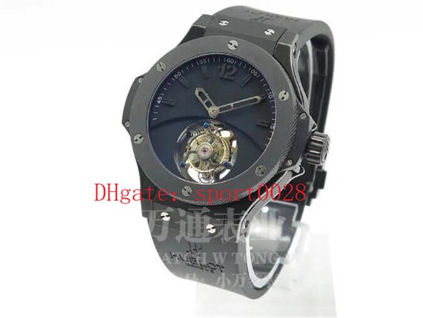 

tourbillon series wrist watch 44mmx16mm seagull tourbillon movement ceramic watch casesapphire mirror rubber strapwaterproof: 30 meters, Slivery;brown