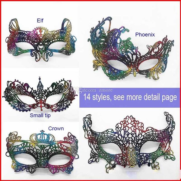 

rainbow lace shaped crown fox half eye mask lady masquerade eye mask halloween christmas party mask