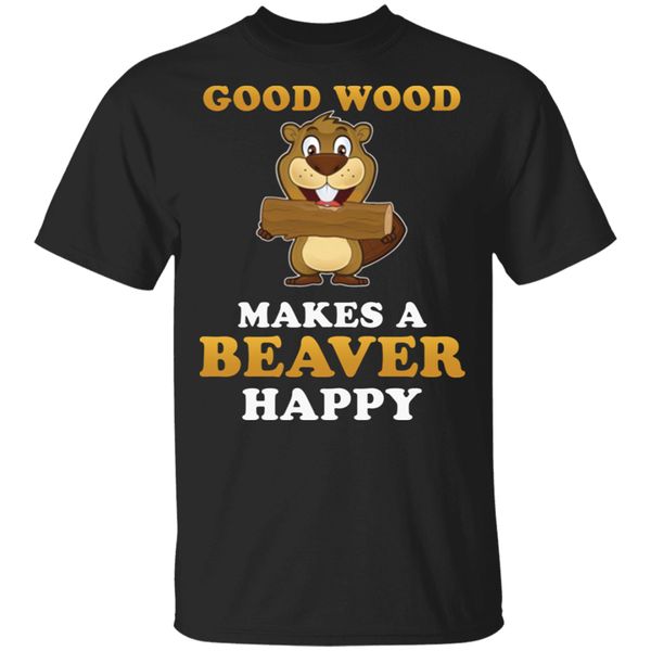 

good wood делает beaver счастливый t-shirt black-navy для мужчин-женщин harajuku хип-хоп tee shirt