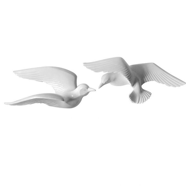 

2pcs resin seagull shaped bedroom tv background home wall decorations white