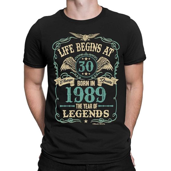 

life begins at 30 mens t-shirt born in 1989 year of legends 30th birthday gift new summer hip hop rock men t shirts