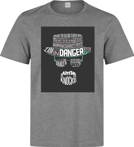 

new fashion cool casual t shirts i am the danger heisenberg styled men's (woman's available) grey t shirt summer tee shirt