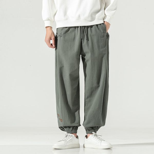 

mrgoldenbowl men's autumn new casual pencil pants 2020 fashion man chinese style harem trousers oversize streetwear male clothes, Black