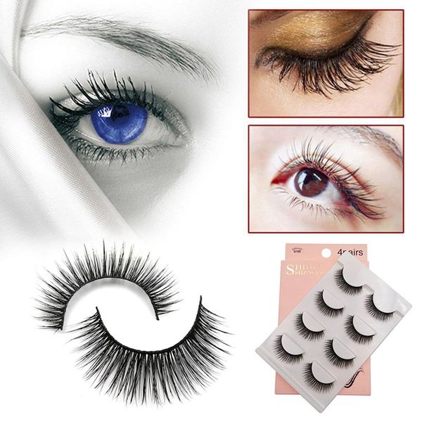 

4pair luxury false eyelashes 3d mink lashes handmade reusable natural curling thick eyelashes popular false lashes makeup