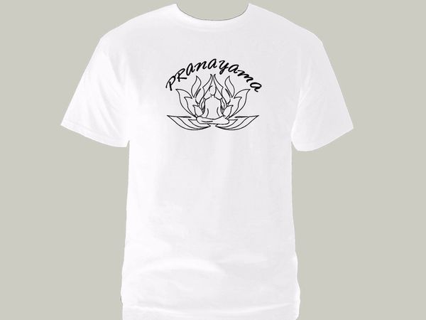 

2019 meditation pranayama lotus design spirit art new white t-shirt for man