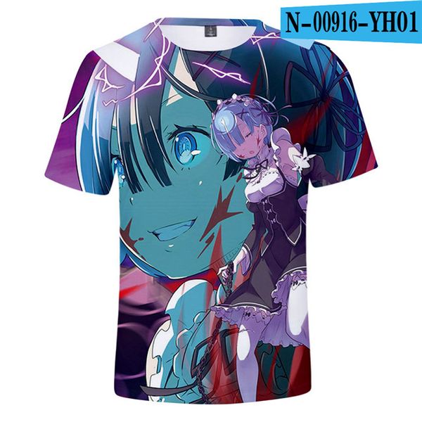 

re zero girls clothing rem and ram japanese anime 3d print shirts oversized anime comics men clothing