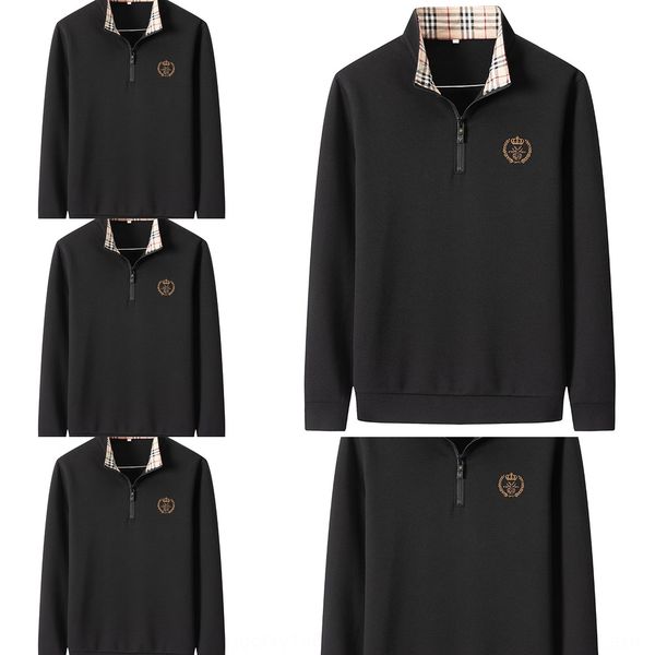 

2020 autumn new plus plus size stand collar long sleeve sweater men's fat casual sweater coatcoat men's coat alevk, Black