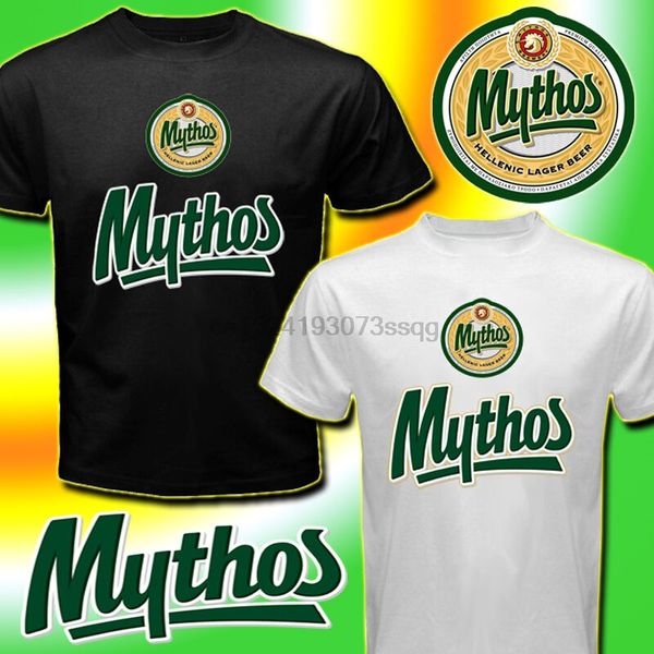 

new mythos greek beer logo black white t-shirt size s - 3xl
