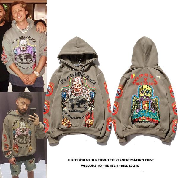 

kanye хип-хоп граффити плюс velvet толстовка с капюшоном xxxtentacion streetwear толстовка мужчины harajuku незнакомец вещи мужские толстовк, Black