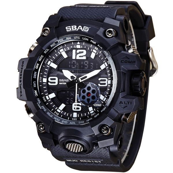

men army mens watch reloj led digital sports wristwatch male analog automatic watches male women lover's watches, Slivery;brown