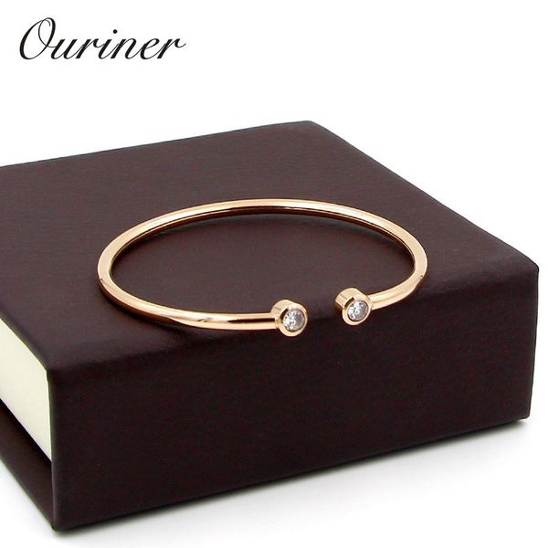 

new brand bangle color gold stainless steel jewelry inlay cz crystal letter noble women cuff bangles bracelets 101, Black