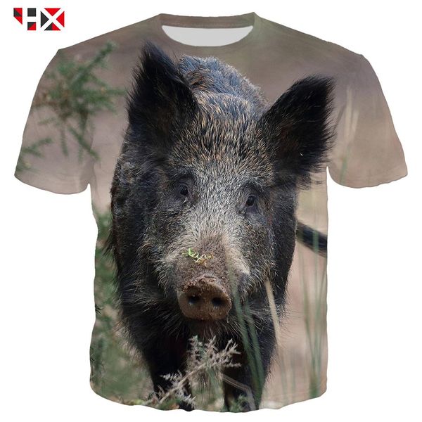 

Summer 3D Print Wild Boar New Wild Animal Men T Shirt Swine T Shirt Men/Women Harajuku Pig Streetwear Short Sleeve Tops X490