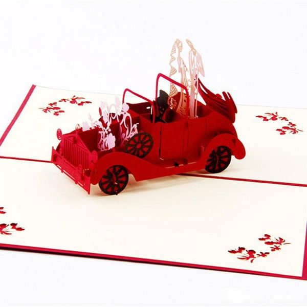 

new creative 3d pop up classic car wedding card laser cut three-dimensional greeting cards wedding invitations