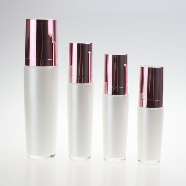 

15ml pearl white oval bottle with rose gold cap,lotion pump plastic bottle