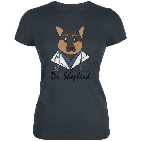 

doctor shepherd german dog funny cute juniors soft t shirt