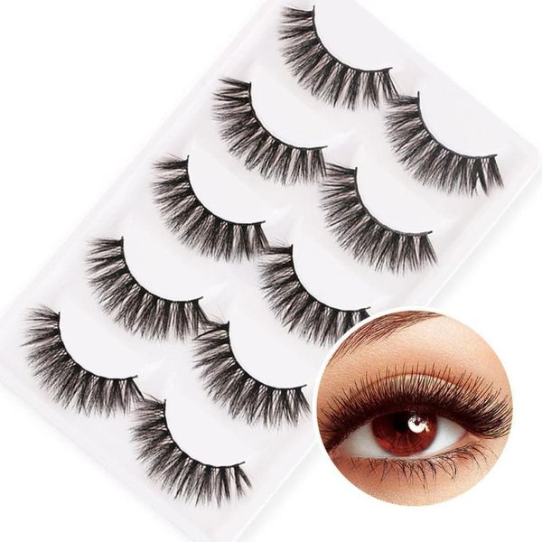 

5 pairs natural false eyelashes winged fake lashes long makeup 3d mink lashes extension eyelash mink eyelashes for beauty