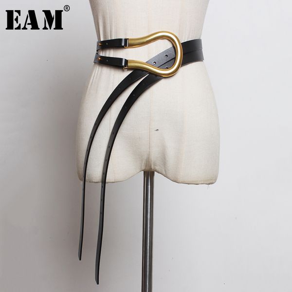 

eam] pu leather black multicolor long wide leg belt personality women new fashion tide all-match spring autumn 2020 1k755, Black;brown