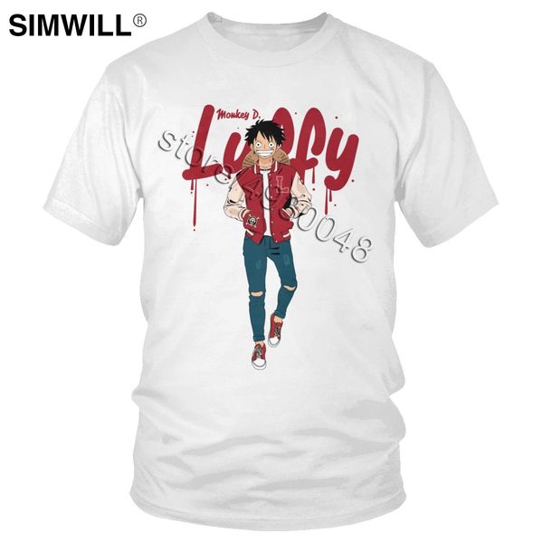 

hip hop luffy tee shirts mens cute short sleeve 100% cotton t-shirt o neck japan anime one piece t shirts slim fit graphic