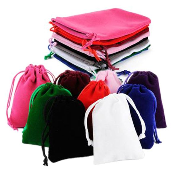 

10pcs/lot 7x9cm 10x12cm 12x15cm coloful velvet bag jewelry packing velvet drawstring pouches gift bags