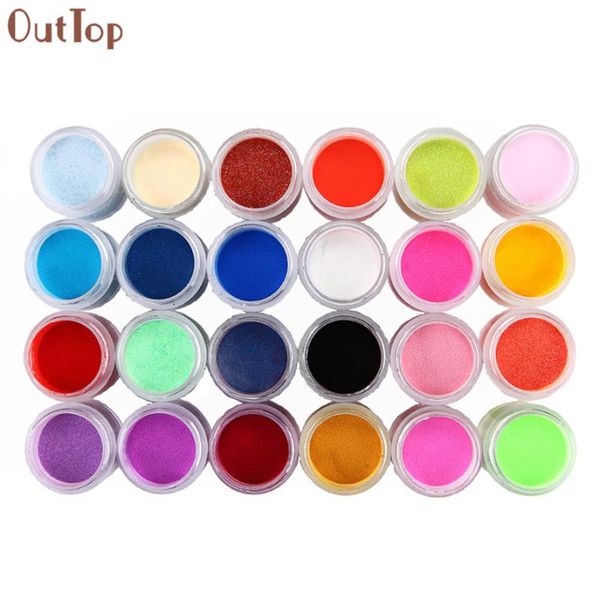 

nail glitter 24 colors uv gel powder out24pcs acrylic tips carving dust design decoration 3d diy set, Silver;gold