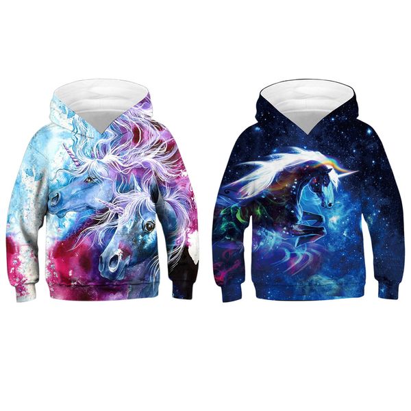 Europäische und amerikanische neue beliebte Star Unicorn Digitaldruck Kapuzenpullover Kinderpullover Basismantel Baseballuniform