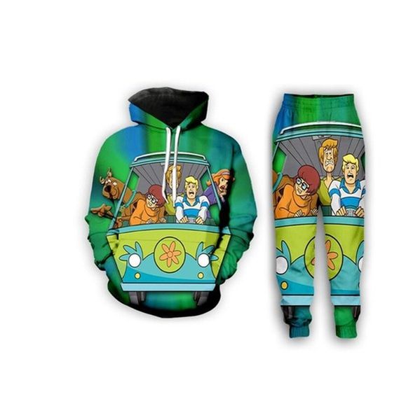 

new fashion mens/womens cartoon scooby doo funny 3d print hoodie+pants s52, Gray