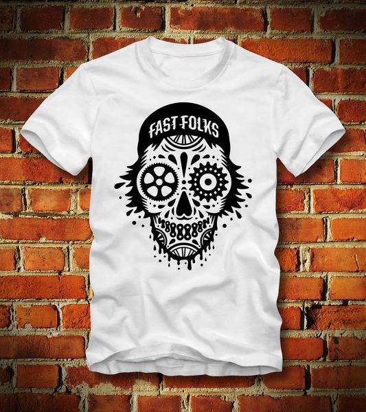 

boardrippaz t shirt fixed gear fixie fast folks bicycle fahrrad rennrad skull print t-shirt men summer tee
