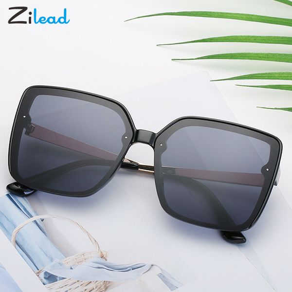 

zilead vintage oversize square sunglasses women design big frame women sun glasses black fashion gradient female glasses uv400, White;black