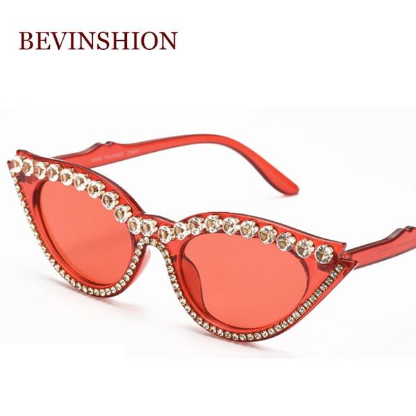 

cat eye sunglasses women 2020 vintage sunglases full diamond crystal retro cateye lunette de soleil femme oculos shades, White;black