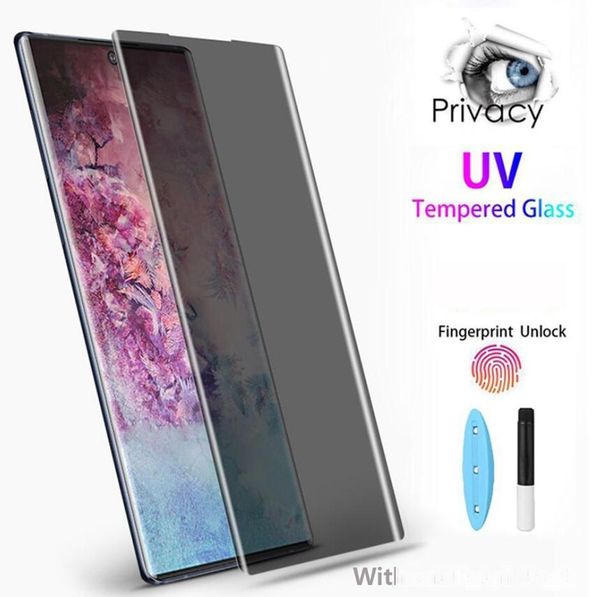 

privacy uv liquid glue tempered glass film for samsung galaxy s20 ultra s10 s9 s8 note10 plus note8 note9 anti peep privacy screen protector