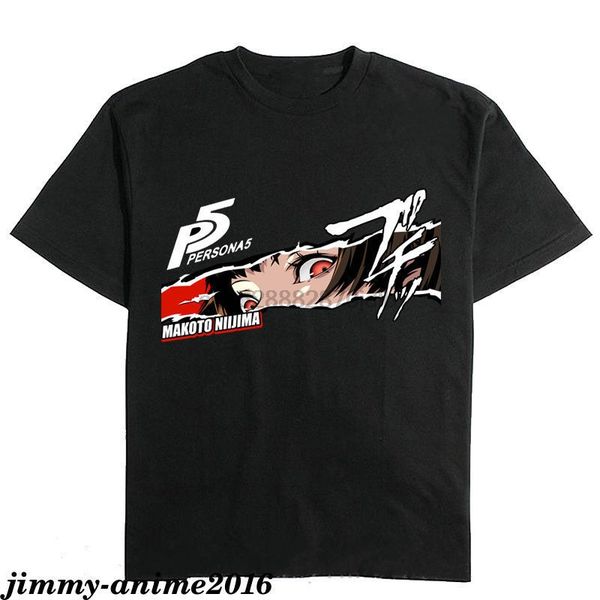 

rare persona 5 makoto niijima logo black-color men tshirt cartoon t shirt men new fashion tshirt ing