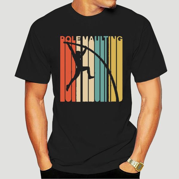 

o-neck fashion casual print t shirt vintage style pole vaulting silhouette t-shirt-0732d