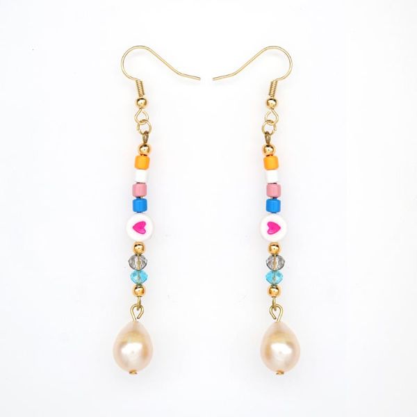 

dangle & chandelier go2boho earring women boho real pearl earrings jewelry gift patchwork heart pendientes long danglers mujer femme colorfu, Silver