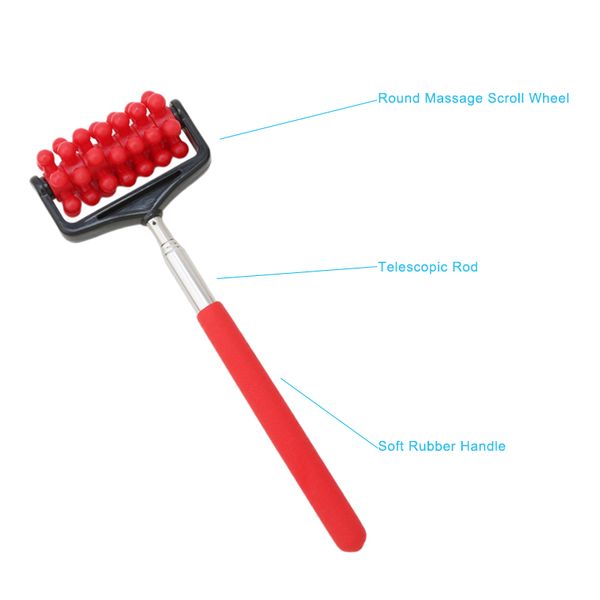 

stainless steel massage roller four-section push back massager massager rod soft rubber handle