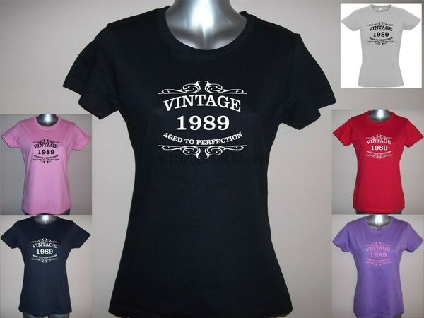 

vintage 1989- aged to perfection 30th birthday ladies t-shirt or any year