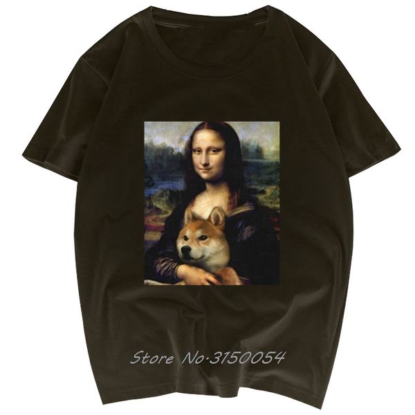 

летняя мода tshirt мужчины мона лиза сиба ину дож tshirt мужчины с коротким рукавом tees casual cotton животных hip hop streetwear