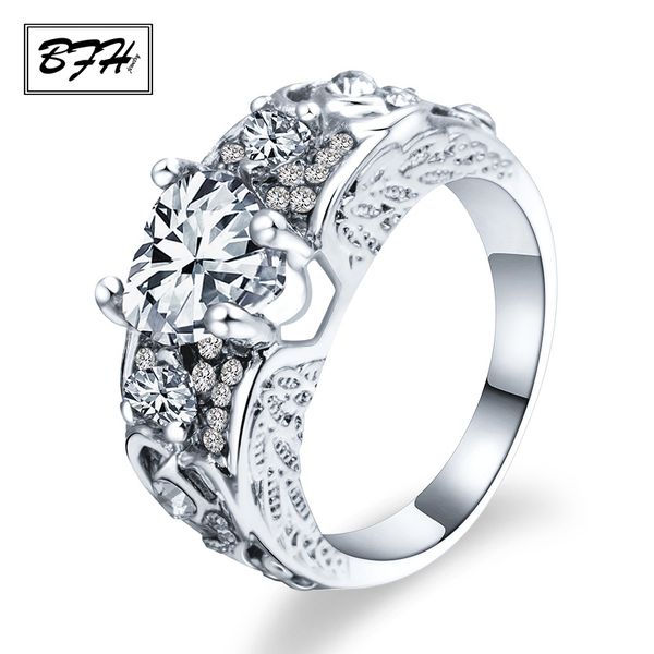 

wedding rings bfh 2021 fashion heart crystal for women silver colour zircon romantic love ring engagement jewelry gift, Slivery;golden