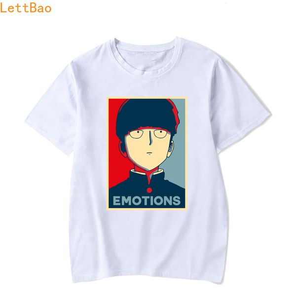 

plus size white cotton t shirt men mob psycho 100 t-shirt japan anime cosplay funny t shirts homme 90s aesthetic short sleeve